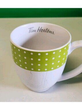 Tim Hortons 2017 Collectible Mug Green Polka Dots Coffee Tea See Pics RARE